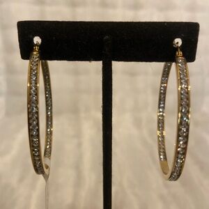 KLKE Glamorous Gold and Silver Rhinestone Hoop Earrings